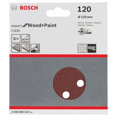 Bosch sanding sheet Expert wood perforated 125mm K120 5-pack