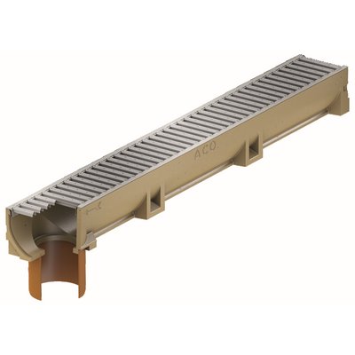 ACO Self® Euroline channel element w. grate w. spigot passable 1000x118x100mm