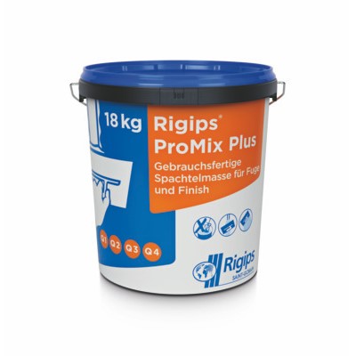 Rigips ProMix Plus 18kg bucket of ready-to-use fine levelling compound