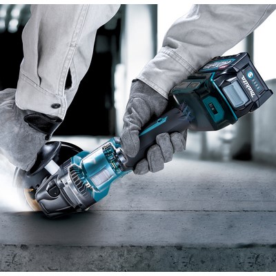 Akumulatorowa szlifierka kątowa Makita 40V 125mm 2 akumulatory + ładowarka w MAKPAC