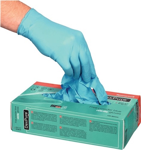 Einweghandschuh Dexpure 800-81 Gr.L EN blau Nitril 374-2 Kat.III 100 ST/BX