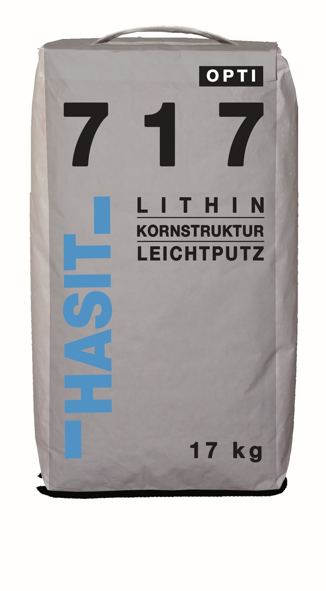 Hasit 717 grain structure light plaster opt 2mm lithin natural white - 17kg