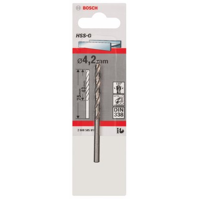 Bosch metal drill bit HSS-G DIN338 4.2x43x75mm 1-pack