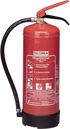 Pulverfeuerlöscher PD 6 G A 6kg A 233 B m.Dauerdruck Brandkl.34 C m.Wandh.GLORIA