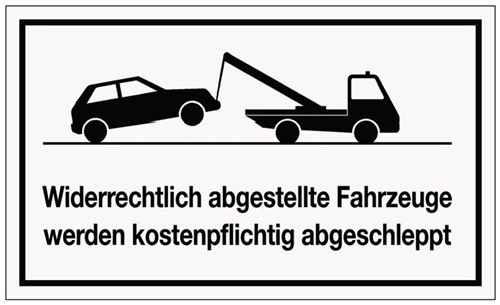 Illegal parking sign L250xW150mm white black Ku.