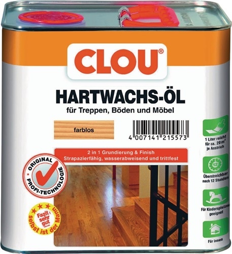 Hard wax oil liquid colourless 2.5l tin CLOU