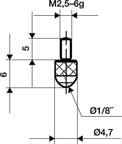 Messeinsatz L.6mm KGL M2.5 HM f. Käfer Messuhren