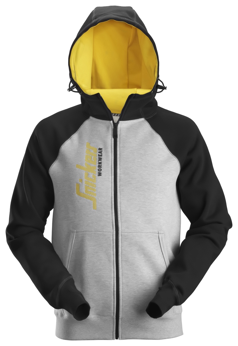 Snickers Logo Arbeitshoodie Größe L m. Reißverschluss Grey Melange / Black