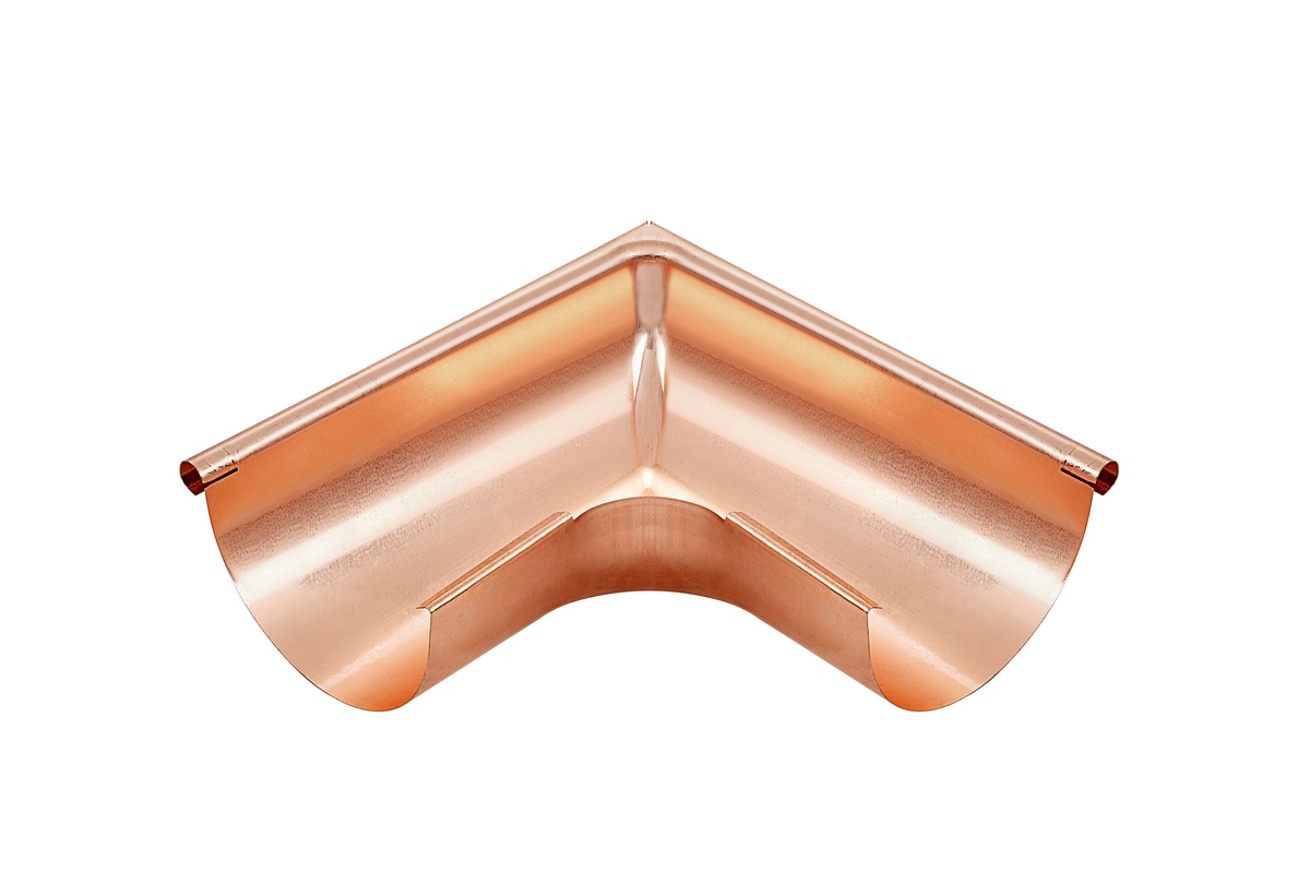 Grömo CU gutter angle outer corner 280 semicircular drawn with insertion slot