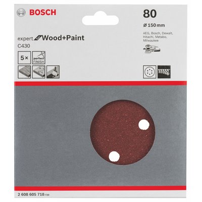 Bosch sanding sheet Expert wood perforated 150mm K80 5-pack