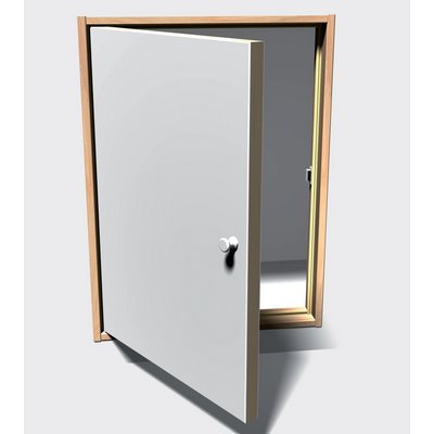 Drzwi z otworem na kolano Roto z białym panelem drewnianym Iso 60x80 19 mm, głębokość okładziny 9 cm