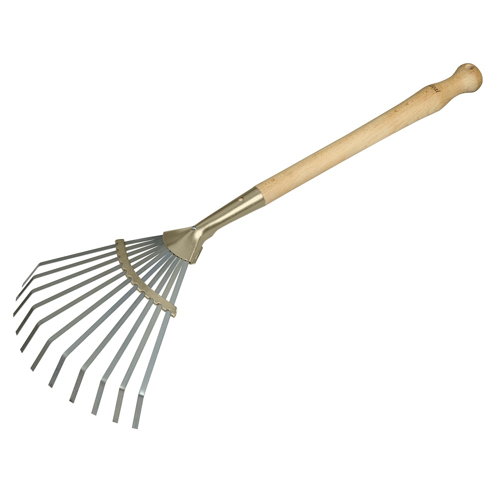Ideal small fan broom 11 flat feathers. 40 cm beech handle handmade hardened