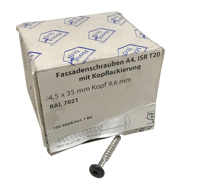 IVT Fassadenschrauben Rockpanel V4A ikl. BIT 4.5x35 RAL 7021 schwarzgr 100St