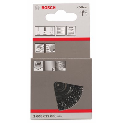 Bosch cup brush 0.3mm crimped wire Ø50mm