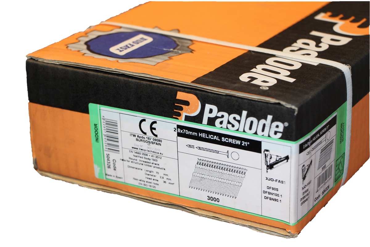 Gwoździe paskowe ITW Paslode wkręt ślepy. 21° 2.8x70mm 3000szt plastmag. DuoFast