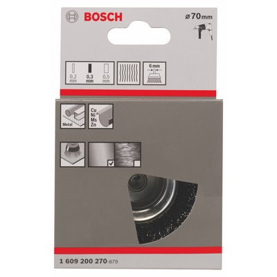 Bosch cup brush 0.3mm crimped wire Ø70mm