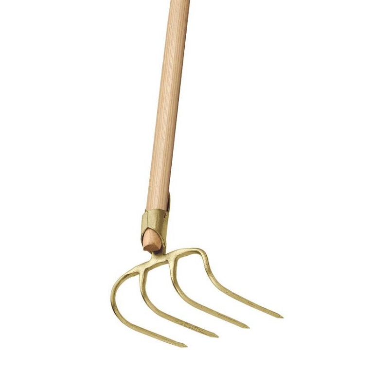 Ideal manure hoe gold 4 tines spring socket