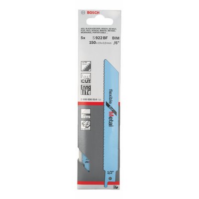 Bosch reciprocating saw blade for metal S 922 BF BIM 5-pack