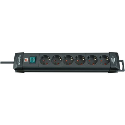 BS Steckdosenleiste Premium Line 6-fach schwarz m. Schalter - 3m H05VV-F3G1.5