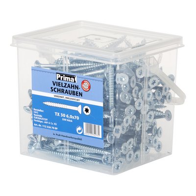 Prima multi-tooth vz bucket incl. bit TX 30 6.0x70mm - 250 pieces