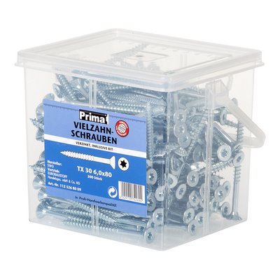 Prima multi-tooth vz bucket incl. bit TX 30 6.0x80mm - 200 pieces