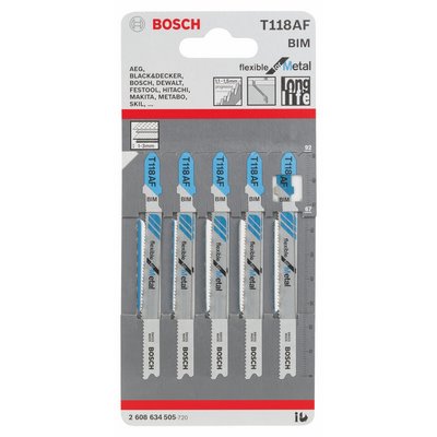 Bosch jigsaw blade for metal T 118 AF BIM 5-pack