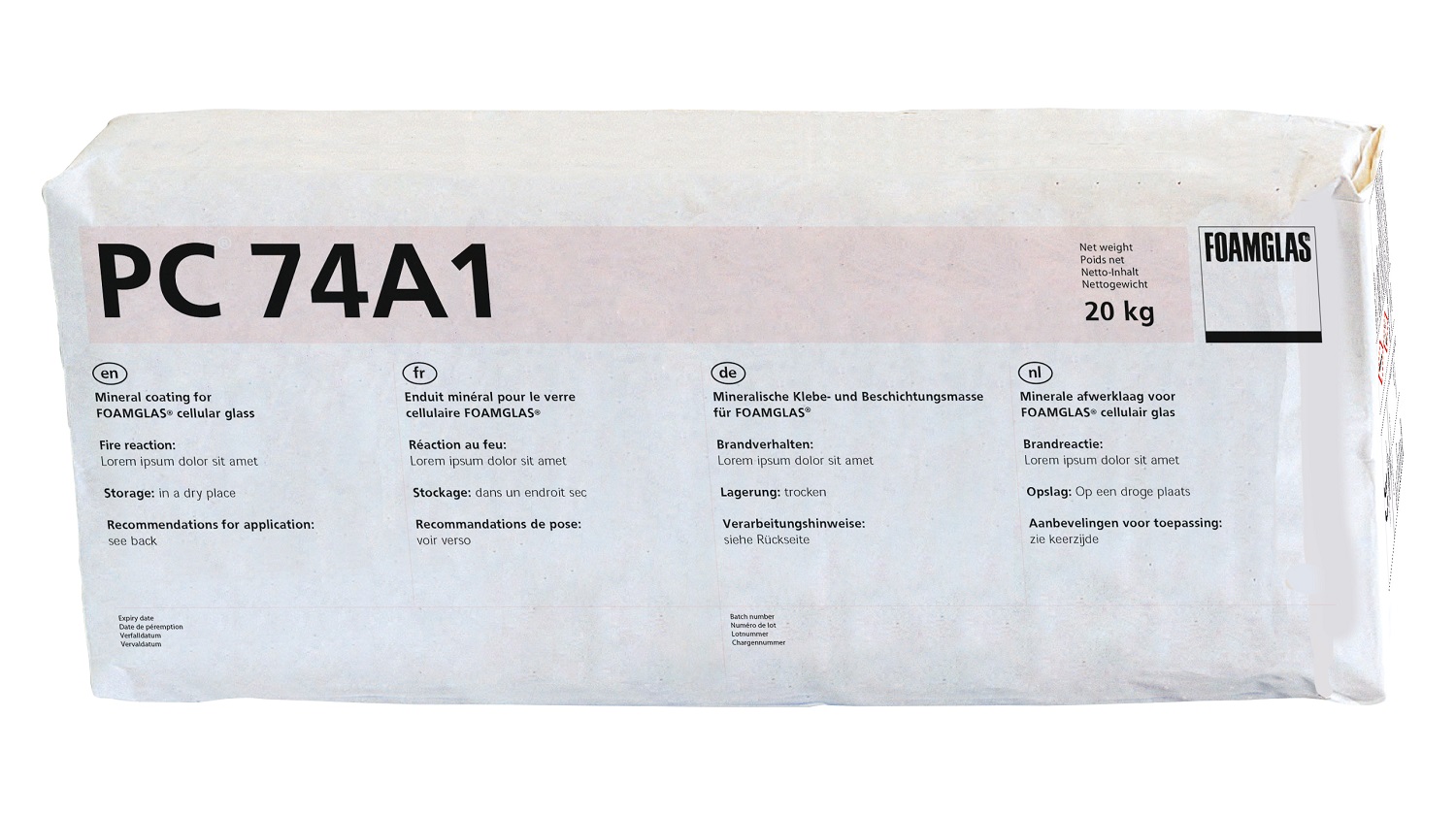 Foamglas PC 74 A1 Dry mortar coating compound 20kg bag - PC 0216
