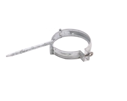 LEH VZ Drain pipe clamp DN120mm w. pin 150mm for hammering in