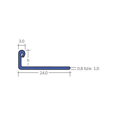 Blanke FAS stainless steel 20mmx2.5m end rail - 300-280-20025