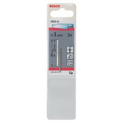 Wiertło do metalu Bosch HSS-G DIN338 1x12x34mm 2-pak
