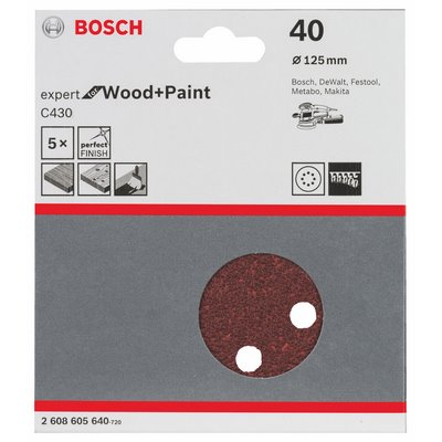 Bosch sanding sheet Expert wood perforated 125mm K40 5-pack