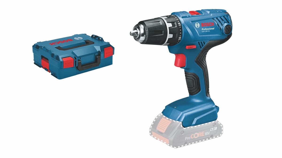Bosch GSR 18V-21 Professional cordless drill driver without battery in L-BOXX
