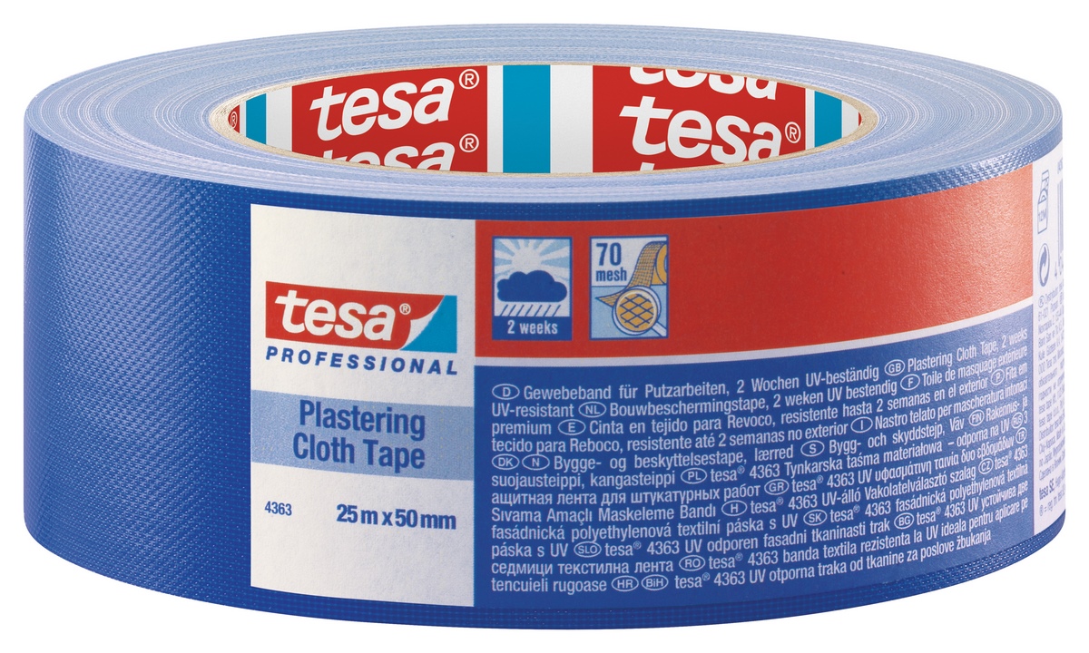 tesa® plastering tape fabric UV 25mx50mm blue - 4363