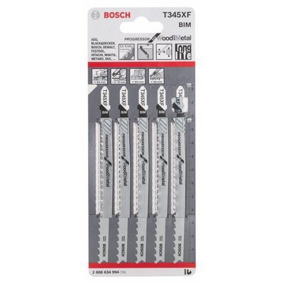 Bosch jigsaw blade for wood and metal T 345 XF BIM 5-pack